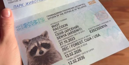 Необычный «мигрант» из США енот Сеня получил белорусский паспорт