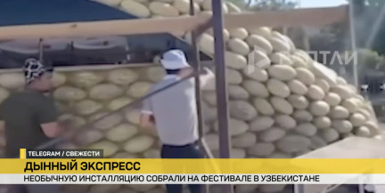 Поезд из тысяч дынь. Фермеры в Узбекистане соорудили необычный экспресс