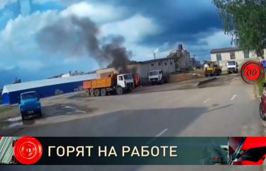 В Новополоцке загорелся грузовик МАЗ. В Пружанском районе сгорел погрузчик