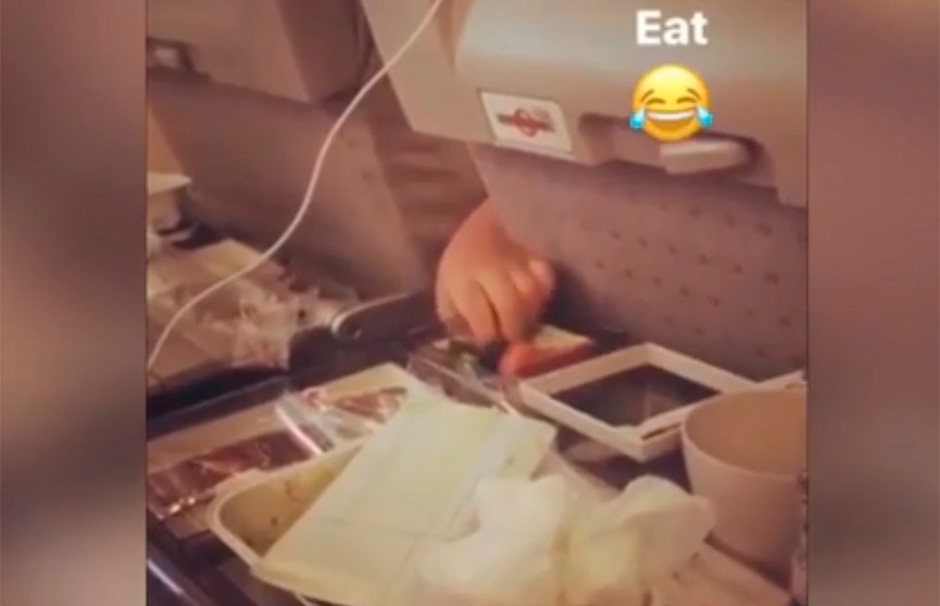 Пассажир самолета украл еду у соседа и попал на видео