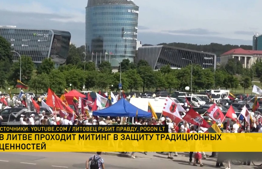 Литовцы протестуют возле здания правительства в Вильнюсе и проводят митинги в защиту традиционной семьи