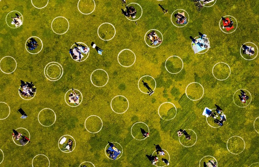 Фотофакт: в парках Сан-Франциско нарисовали круги ради соблюдения дистанции
