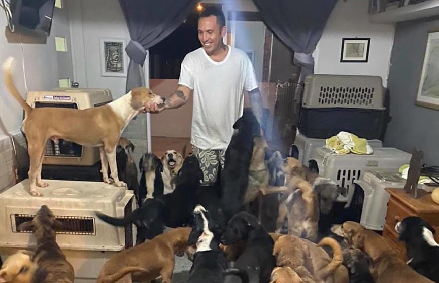 Парень приютил в своем доме 300 животных, чтобы спасти их от урагана