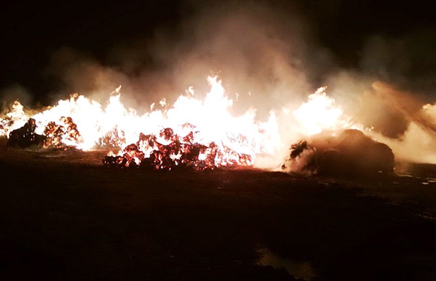 В Несвижском районе огонь уничтожил несколько сотен тонн соломы