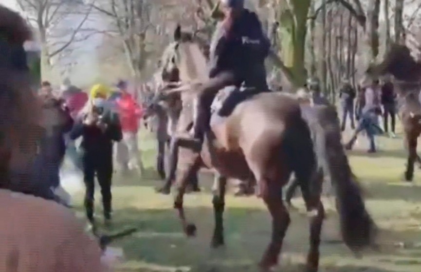 Активисты на улицах Варшавы столкнулись с конной полицией