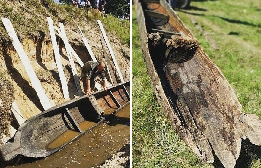 В Украине археологи вытащили из реки древнюю лодку