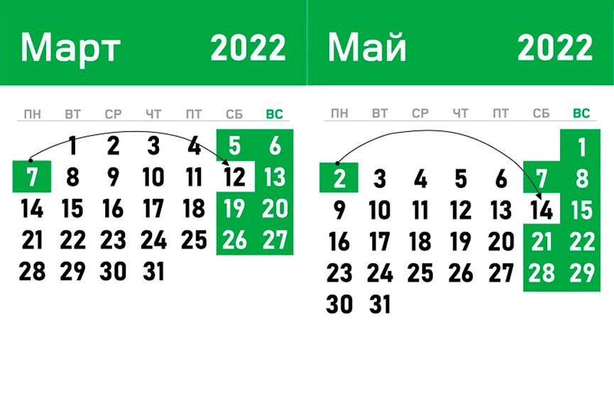 Перенос рабочих дней в 2022 году: Совмин утвердил график