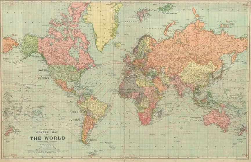 Карта мира 1922 года с несуществующими странами удивила соцсети