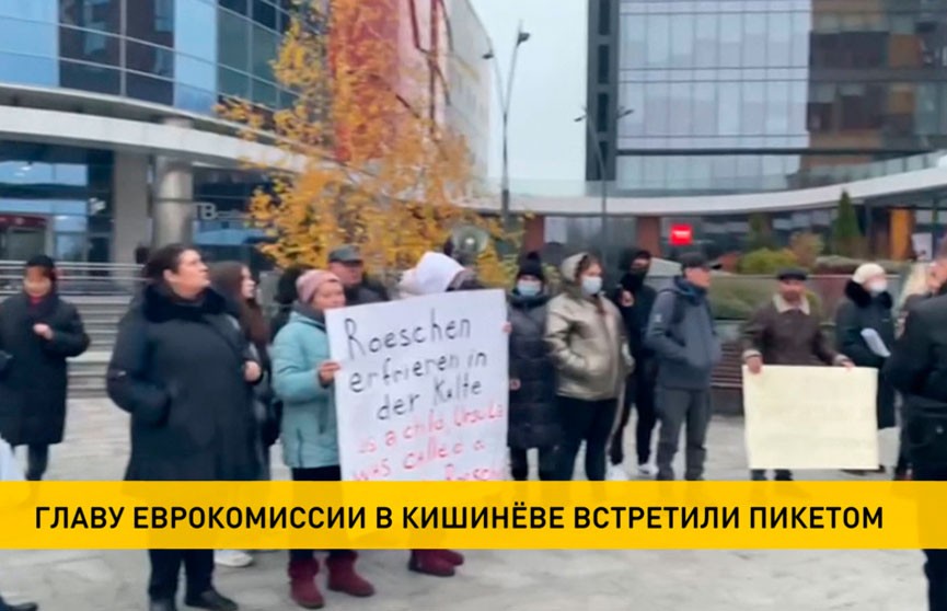Жители Кишинева устроили пикет у гостиницы, где остановилась глава Еврокомиссии