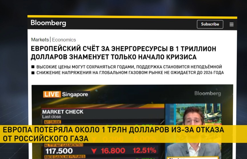 Bloomberg: Европа потеряла триллион долларов из-за энергетического кризиса