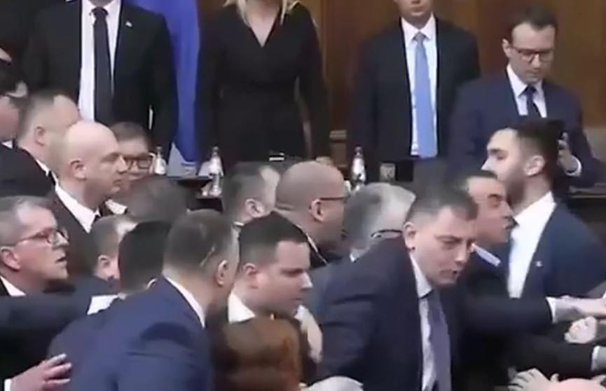 Сербские депутаты подрались во время выступления Вучича в парламенте