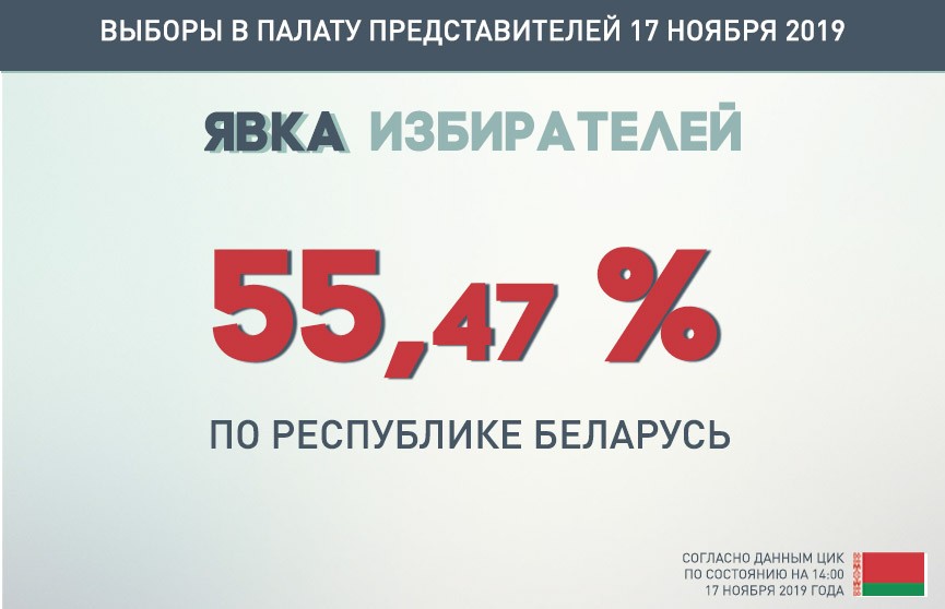 ЦИК: явка избирателей на парламентских выборах на 14:00 по стране составила 55.47 %