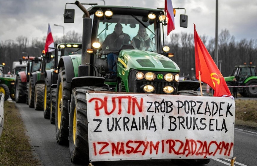 Польские фермеры бастуют под флагом СССР и угрожают руководству страны Путиным