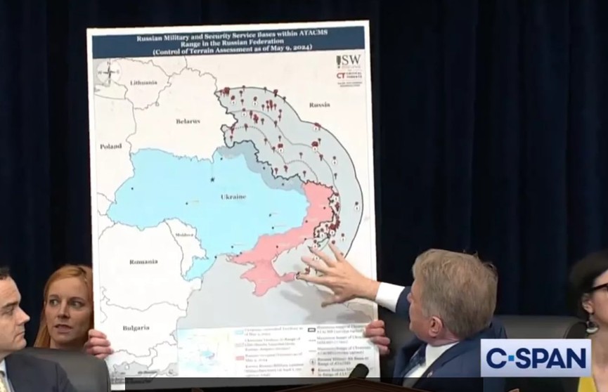 В конгрессе показали карту России с зоной, которую могут накрыть американские ракеты ATACMS