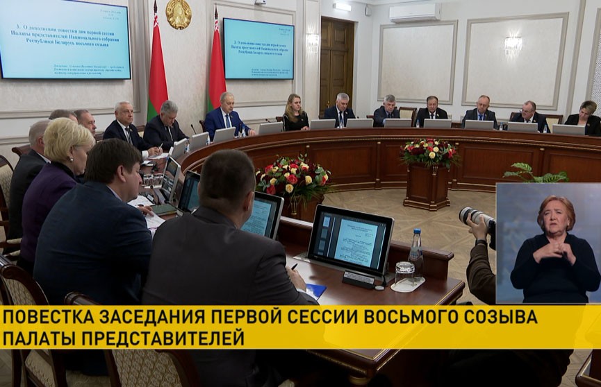 Заседание первой сессии Палаты представителей Национального собрания восьмого созыва проходит в Минске