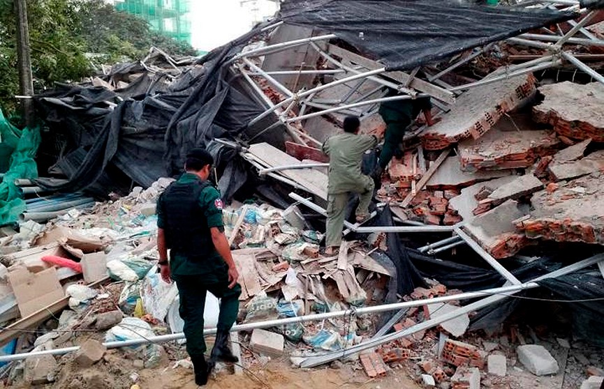 Жертв уже больше.  18 человек погибли в Камбодже в результате обвала строящегося здания