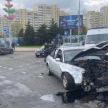 Две иномарки столкнулись на проспекте Победителей в Минске: пострадал пассажир