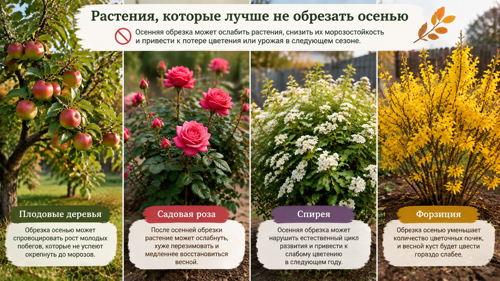 обрезка, советы, яблоня, роза, спирея, форзиция